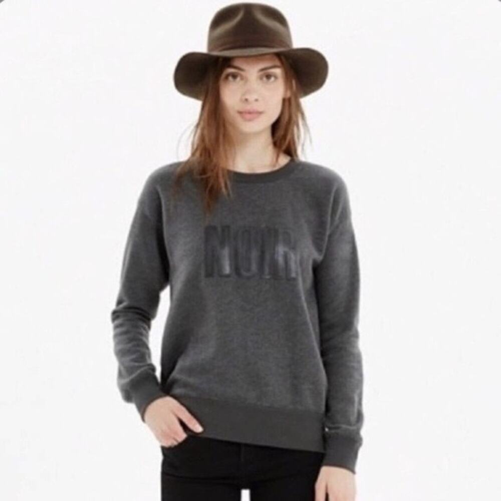 Madewell Noir Applique Charcoal Gray Crewneck Sweatshirt Size M‎